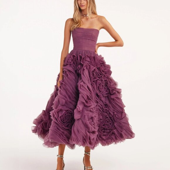 Milla, itsmilla, Milla Nova dramatically flowered tulle dress in wine co… - Picture 1 of 7